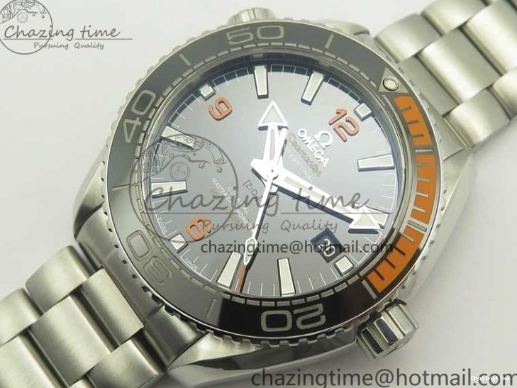 0501 Planet Ocean 43.5mm SS VSF 1:1 Best Edition Black Orange Bezel Black Dial on SS Bracelet A8900 Super Clone Breathable 8003